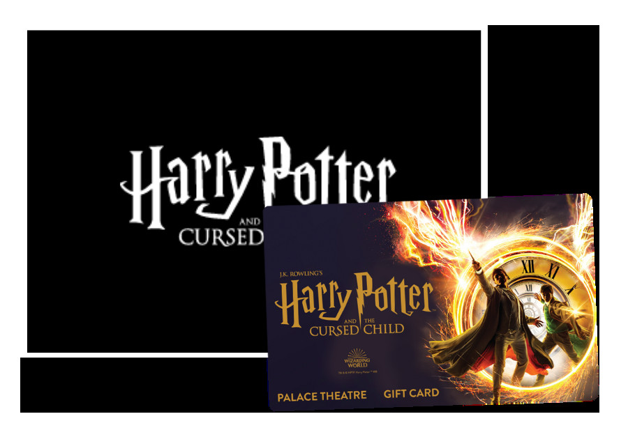 Harry Potter and the Cursed Child Gift Card alongside the play's logo