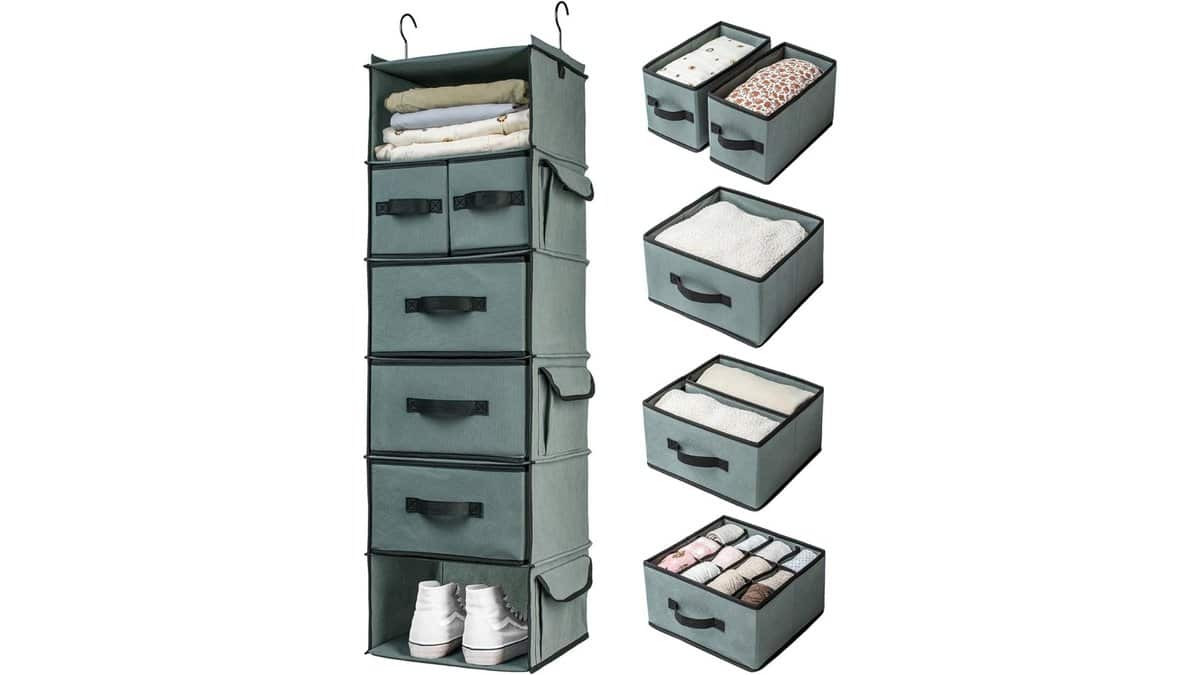 Smirly 6-Shelf Hanging Closet Organizer, practical gifts for 18 year olds to maximize closet space and stay organized in dorms or bedrooms.