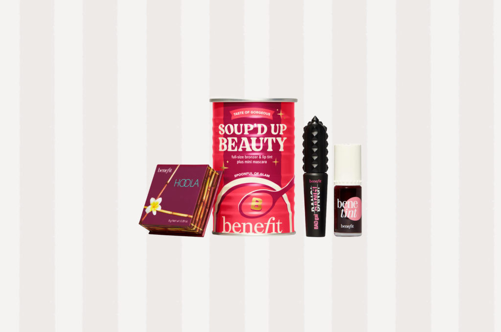 Benefit Cosmetics makeup gift set with brow and mascara products, a popular beauty brand among teen girls