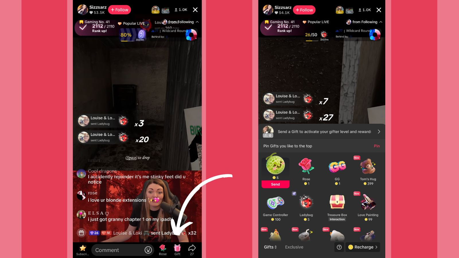 Steps to send a TikTok gift during a live stream