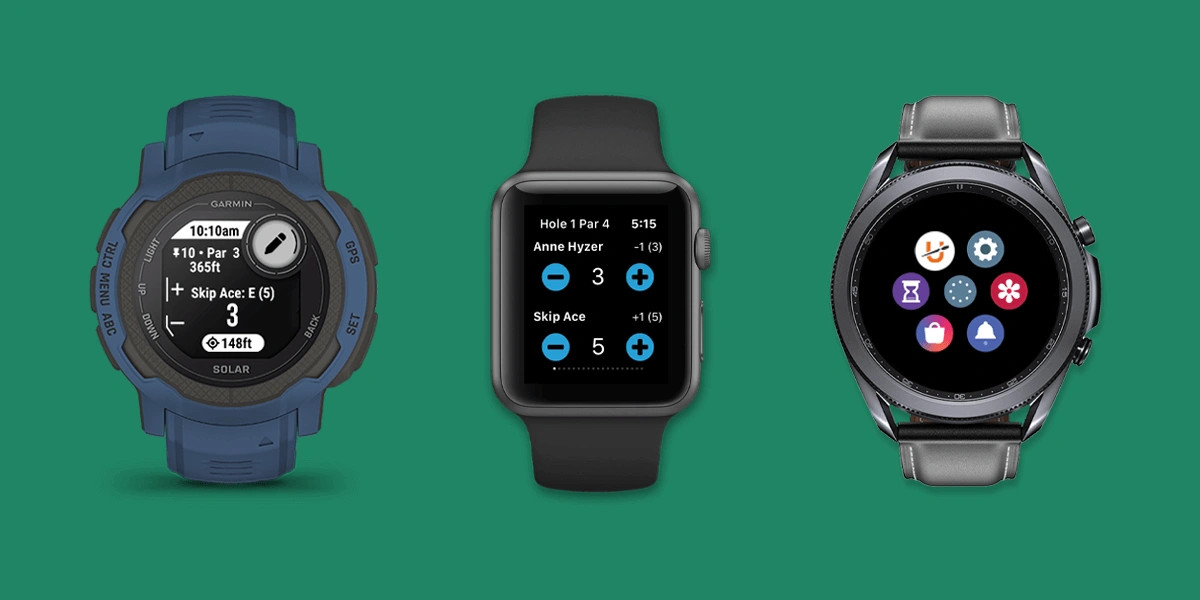Smartwatches displaying the UDisc app