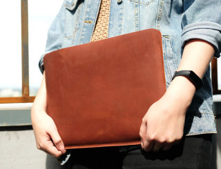 Personalized leather laptop sleeve, a stylish and protective gift for 16 year olds to carry their laptops