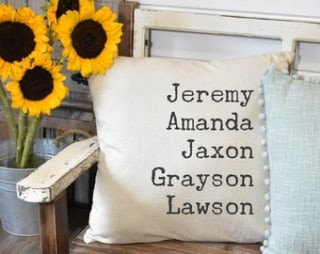 Personalized Family Name Throw Pillow Case, custom home decor Father's Day gift for husbands
