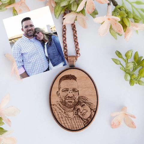 Etched in Love Wooden Necklace