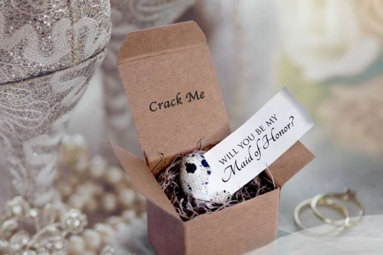 A quail egg bridesmaid proposal gift, a unique and memorable way to ask &quot;Will you be my bridesmaid?&quot;.