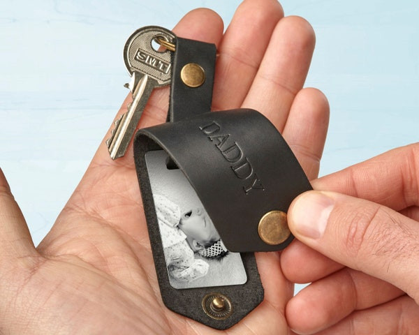 Personalized Picture Keychain, a custom birthday gift for dad to keep you close wherever he goes