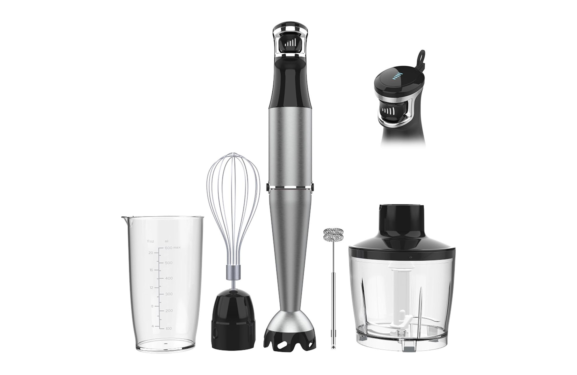 Image of the Turelar Immersion Blender in use, blending ingredients in a bowl, showcasing its functionality in the kitchen.