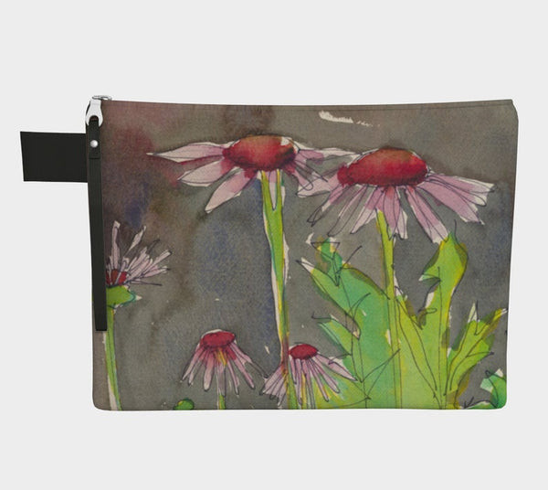 Artistic floral clutch zipper pouch in various sizes