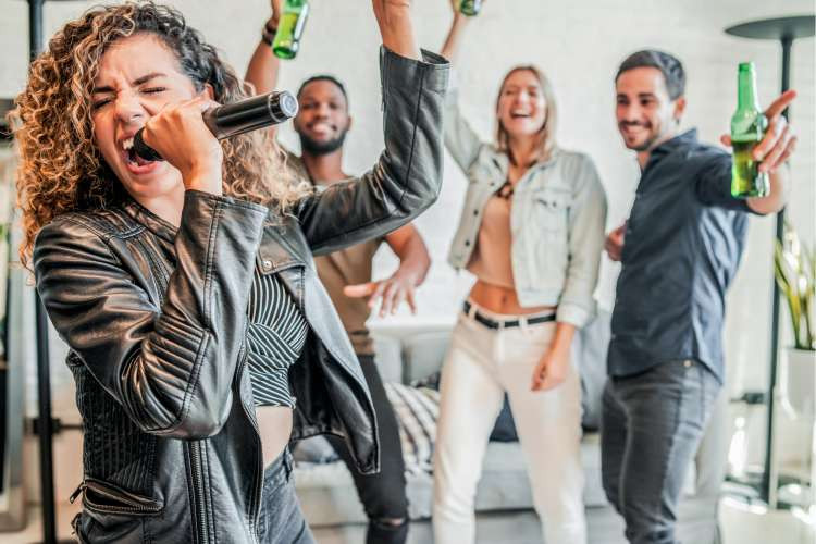Karaoke machine, a lively birthday gift idea for wife, bringing musical entertainment and fun parties at home (via Canva)