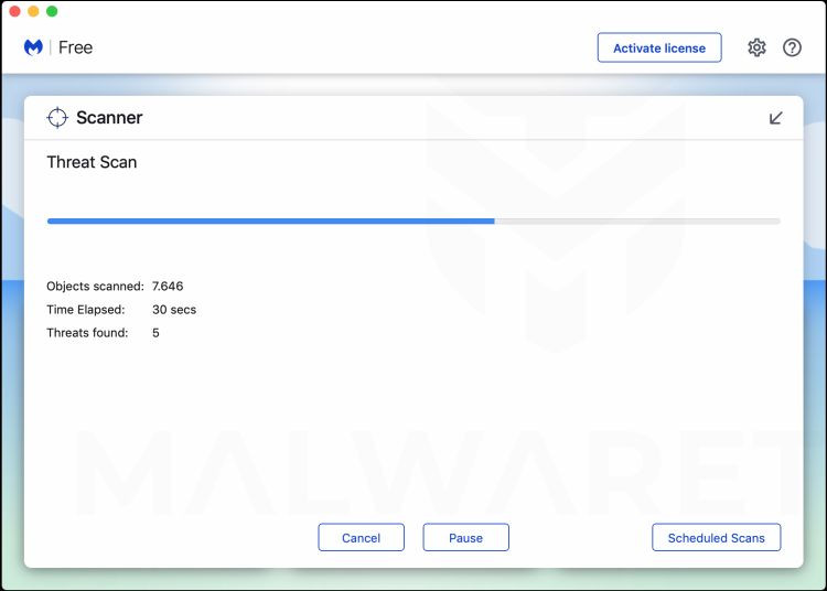 Wait for Malwarebytes for Mac to scan for malware