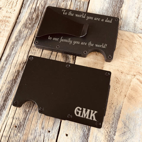 Personalized minimalist wallet for husband wedding gift