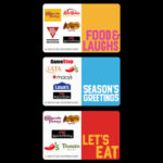 Variety of plastic Happy Gift Cards for different occasions