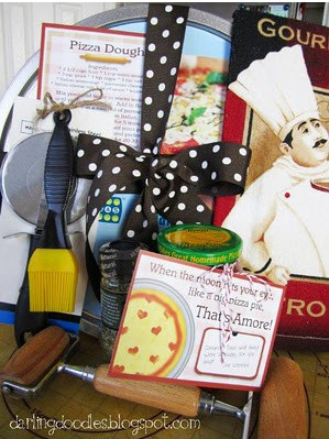 Breakfast gift basket with mugs, coffee, and pastries
