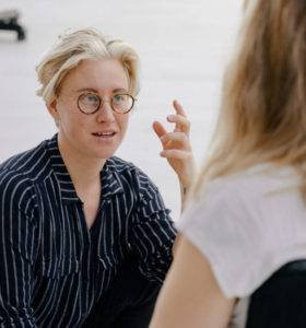 Two people in deep discussion and active listening