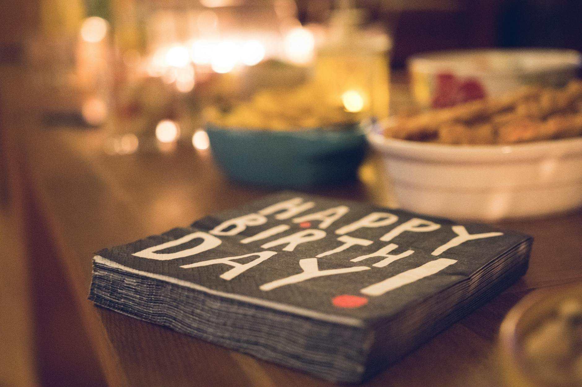 black napkins that say 