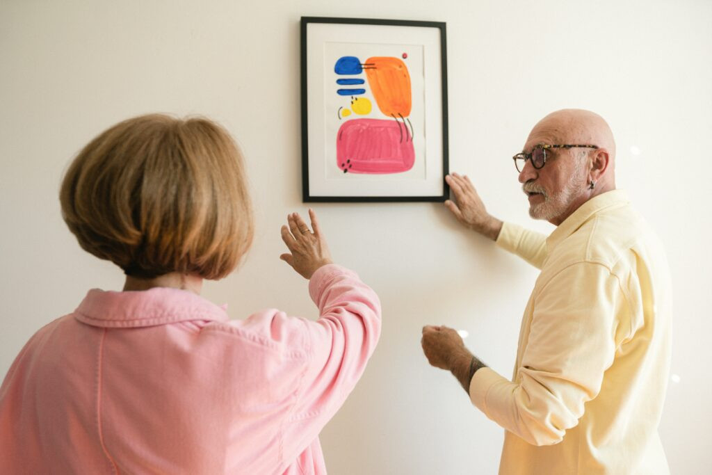 Framed artwork displayed in a home setting