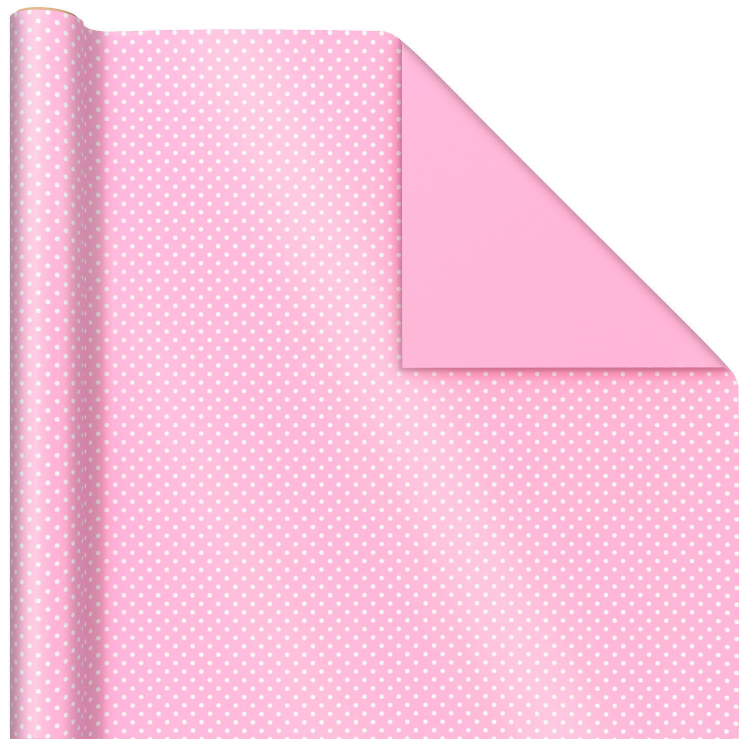 Pink/Mini Dots Reversible Wrapping Paper Roll, 20 sq. ft.