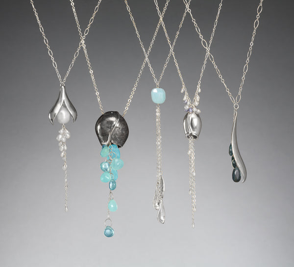 one of a kind, artist made, sterling silver, gemstone and pearl necklaces, handmade in Seattle USA