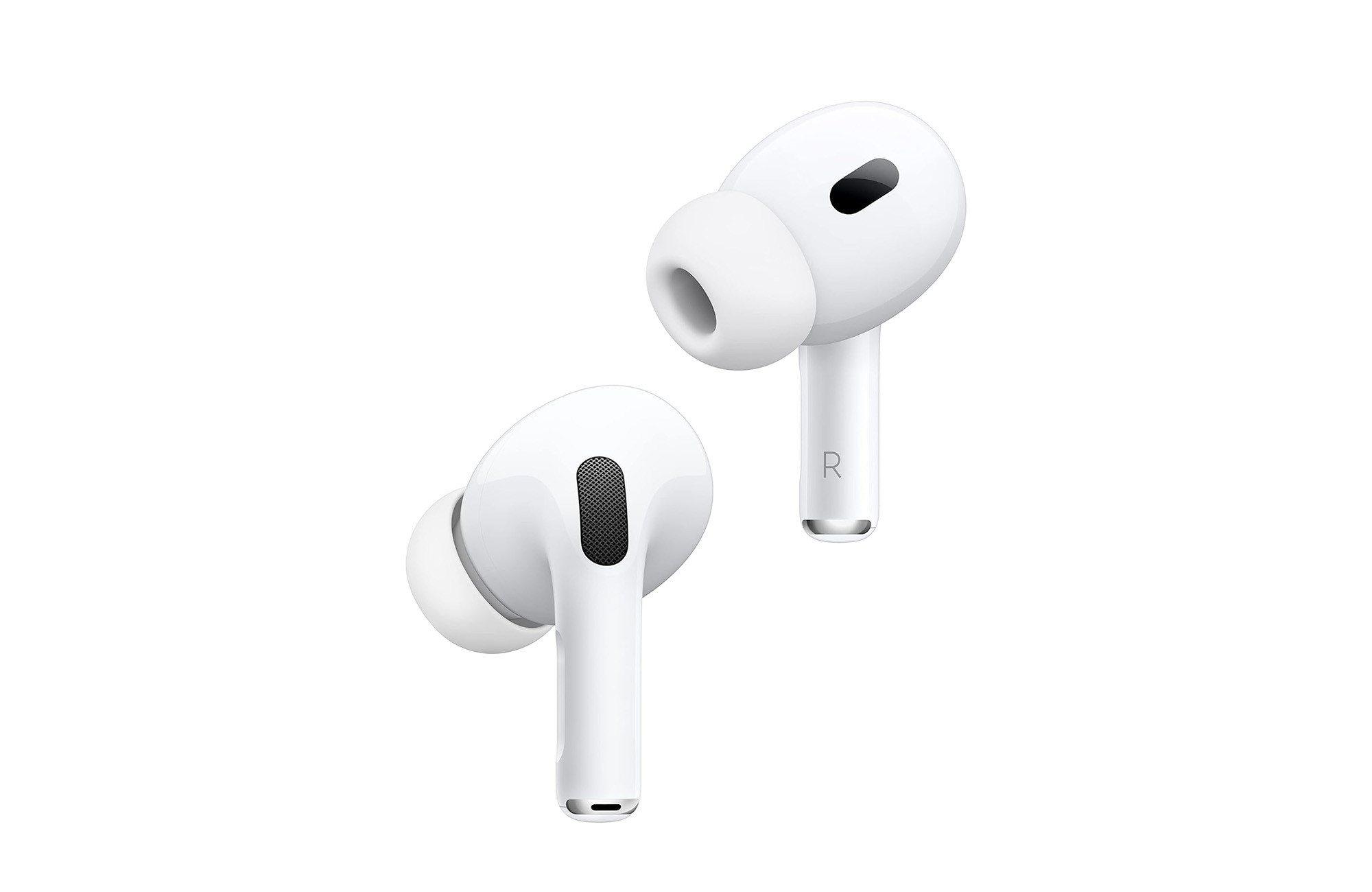 Apple AirPods Pro 2 in ear, showing the sleek design and comfortable fit, highlighting their features as premium wireless earbuds.