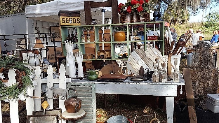 A collection of vintage items at Renninger's Extravaganza market, showcasing diverse antiques and collectibles.