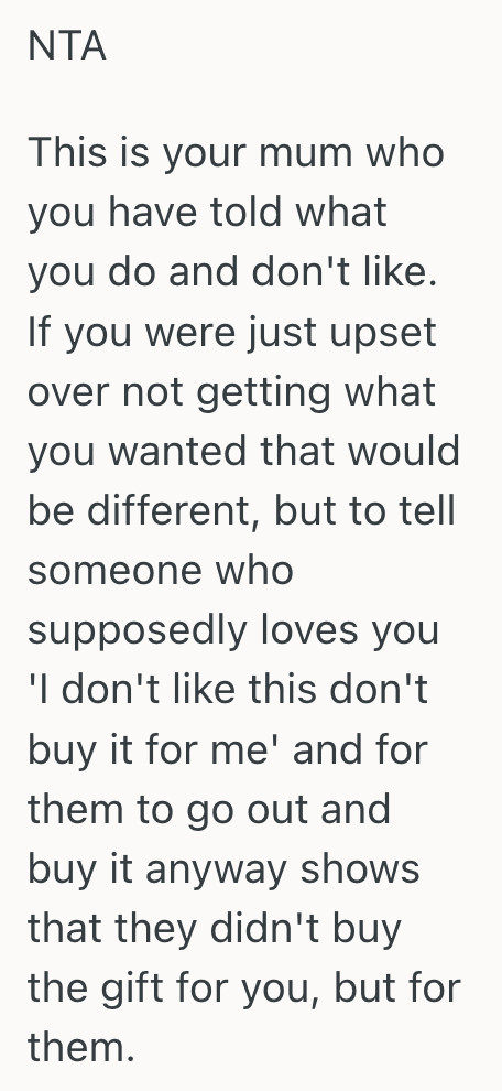Reddit comment highlighting the pain of feeling unseen when receiving a Christmas gift, emphasizing the emotional impact of unwanted presents.