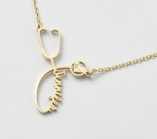 Custom Name Stethoscope Necklace, a dainty and personalized jewelry gift for nurse graduates