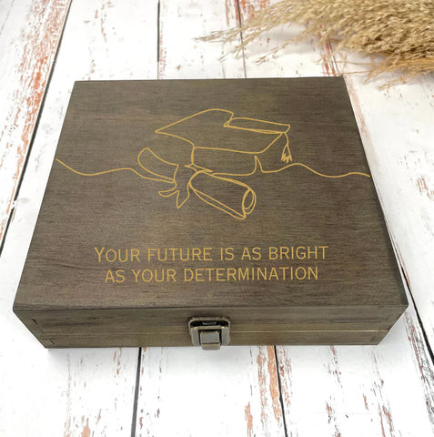 Custom Stained Wood Keepsake Box for Graduation