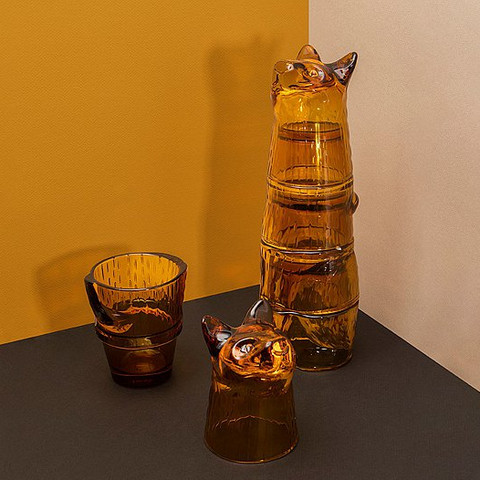 DOIY Kitty Stackable Glasses stacked forming a cat shape, showcasing unique gifts for cat owners