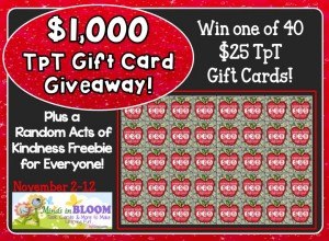 Image from Rachel Lynette's blog promoting TpT gift card giveaway