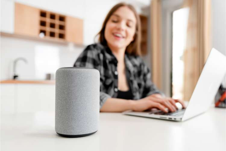 Smart home device, a modern tech birthday gift idea for wife, enhancing home automation and convenience (via Canva)