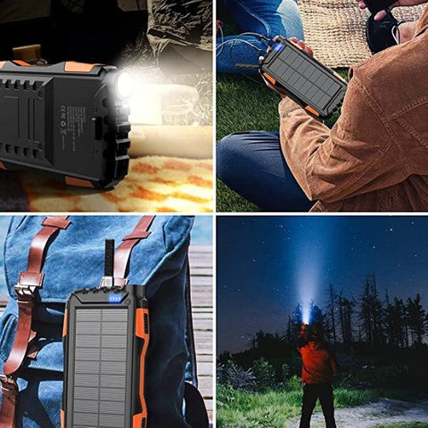 Portable solar phone charger with flashlight camping gift