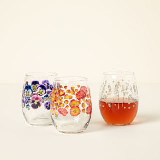 Uncommon Goods Birth Month Flower Glass with floral design, a personalized glassware gift