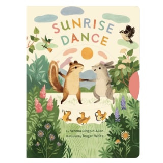 Sunrise Dance book cover, featuring animals dancing in a sunrise scene