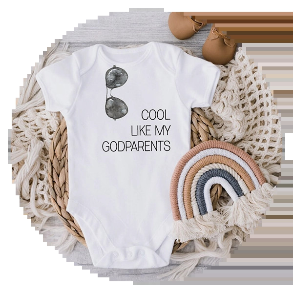Cool Like My Godparents Onesie from SweetBellaStationery, a fun and casual baptism gift, perfect for godparents to give.