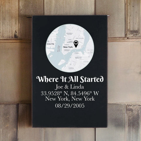 Personalized coordinates sign for husband wedding gift