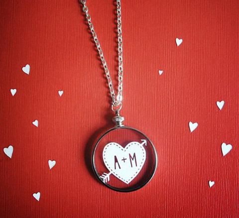 Paper Cut Necklace with Initials and Heart