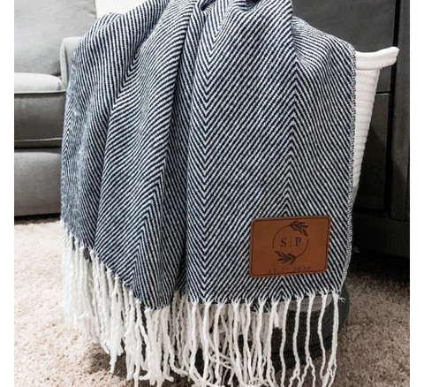 Farmhouse Monogram Throw Blanket