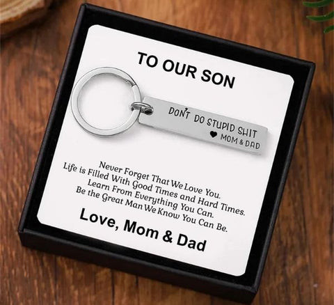 Personalized Keychain with Message for Son