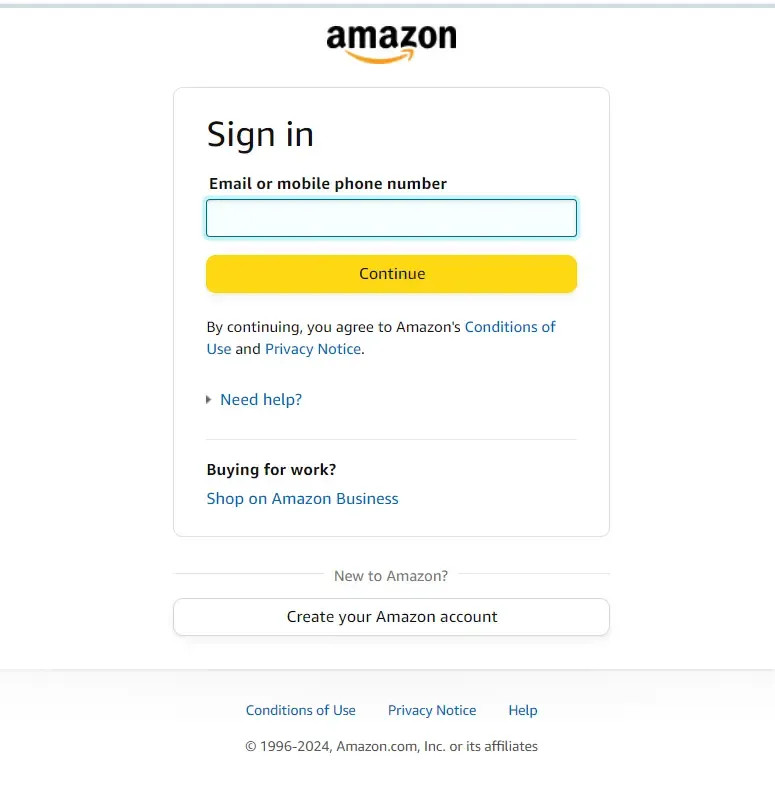 Sign in to Amazon