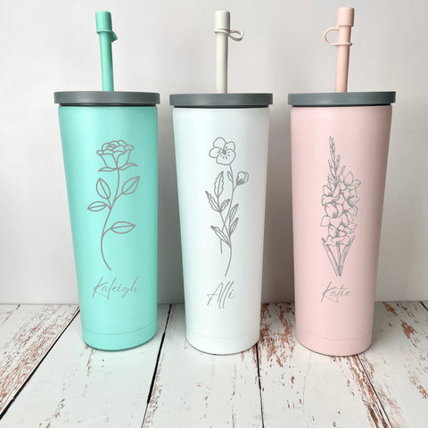 Birth Flower Bliss Skinny Tumbler