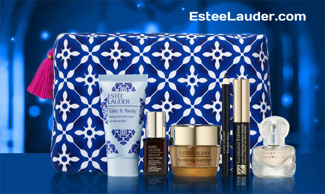 Estee Lauder gift with purchase featuring Advanced Night Repair and Beautiful Magnolia products
