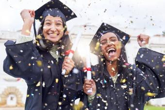 Students celebrating on graduation day
