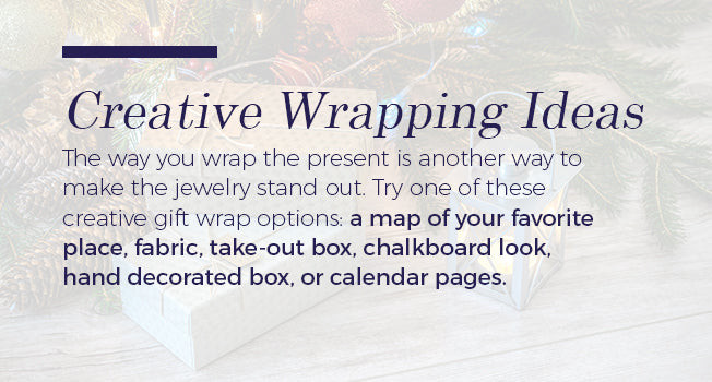 Creative jewelry wrapping ideas, including maps and fabrics, demonstrating unique presentation options