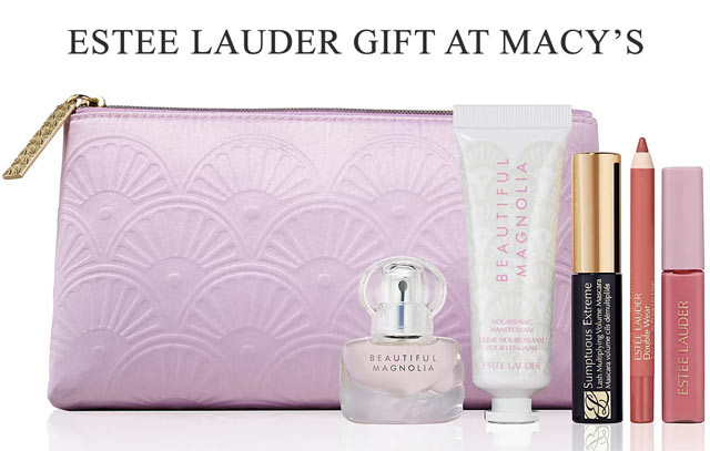 Estee Lauder gift at Macy's featuring Beautiful Magnolia and Double Wear products