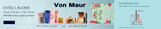 Estee Lauder gift at Von Maur featuring Advanced Night Repair and Revitalizing Supreme+ products in a Laduree cosmetic bag