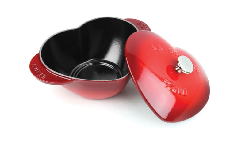 Staub Cast Iron Heart Cocotte 1.75 Qt, a charming and durable kitchen heirloom perfect for heartwarming meals.